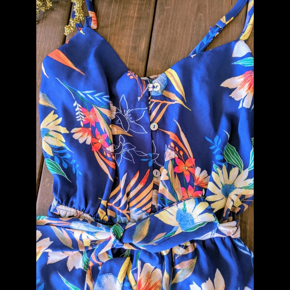 💙 As U Wish Blue Floral Romper Shorts 💙